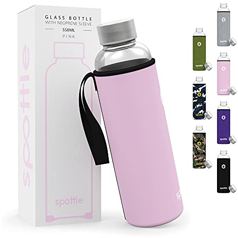 spottle Borraccia in Vetro con Custodia in Neoprene, Bottiglia in Vetro Borosilicato - Lavabile in Lavastoviglie, Adatta a Tutte le Bevande, Senza BPA, 750ml