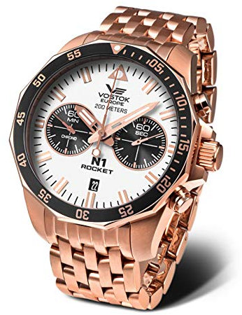 Vostok Europe Herrenuhr mit Edelstahlband N1 Rocket Chronograph Miyota 6S21 20 ATM Datum 225B619-B