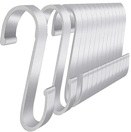 S Haken Aluminium Ideal Küche 20 Stück Edelstahl S-förmige Haken 8,5 cm große Haken für Badezimmer Schlafzimmer Büro Küche Geschäft Garten
