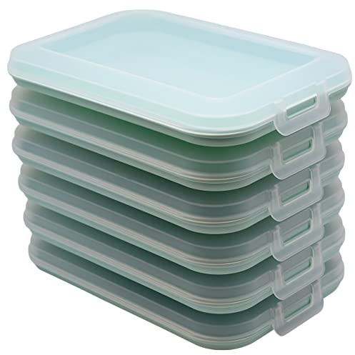 Engelland 6er Set Aufschnitt-Dosen mit integrierter Servierplatte, Frischhaltedose, Aufbewahrungsbox, Lebensmittelbehälter, Aufschnitt-Box, stapelbar, BPA-frei, Küchenbedarf, Kunststoff, Mint
