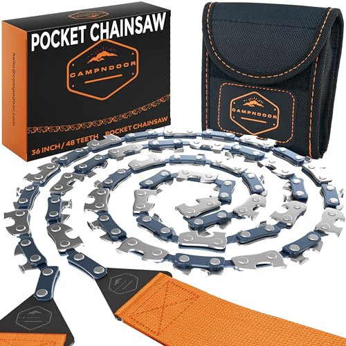 CAMPNDOOR Pocket Chainsaw for Camping - 36 Inch Heavy Duty Steel Hand Chainsaw - 48 Teeth Pocket Saw - 65Mn Hand Chain Saw with Handles - Handy Camping Gear - Bushcraft Survival Gear and Supplies
