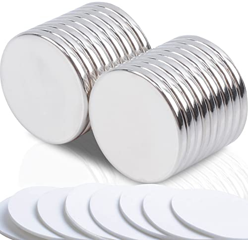 MIN CI 20x2mm Magnete Stark Groß, 18 Stück Neodym Magnet Selbstklebend Stark Magneten für Magnettafel Kühlschrank Starke Magnete Rund Klein Flach Klebe Magnet