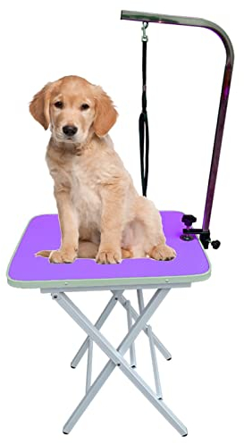 MOHTA Trimmtisch für Hunde Verstellbarer Klappbarer Hundepflegetisch, Baden Trimmen Trocknen Pflegetisch für Kleine Mittelgroße Hunde, Professioneller Pflegeständer für Zu Hause (Color : Purple)