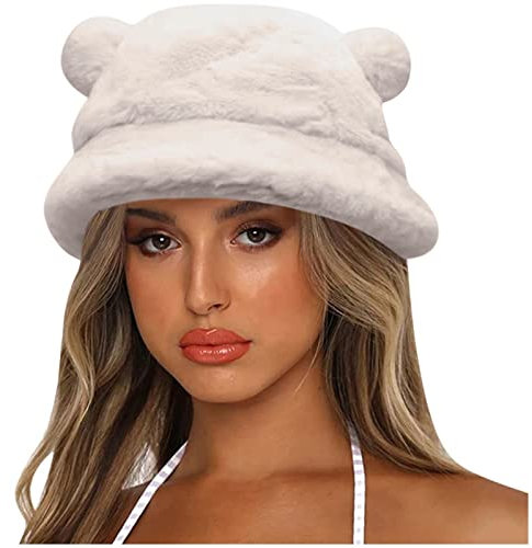 AUNEVN Winter Warme Mütze Für Frauen Ohr Bär Warme Eimer Hut Dickes Becken Männer Mütze Wintermütze Nette Baseballmützen Männer Hut/Beige/One Size