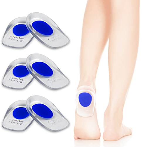 Fousenuk 3 paar Fersensporn Einlagen, Gel Fersenkissen Silikon, Profi Fersenschalen Einlagen, Fersenpolster für Schuhe, Orthopädische Geleinlagen für Lindern Plantarfasziitis, Achillesschmerzen (S)