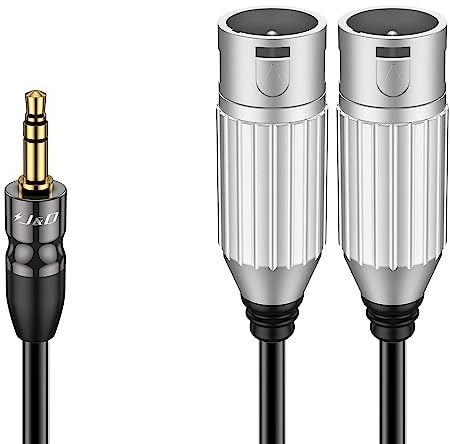 J&D Cavo da 3,5 mm a Doppio XLR, Cavo di Interconnessione Audio Stereo con Rivestimento in PVC da XLR a 1/8 TRS Maschio Sbilanciato Adattatore per Microfono Smartphone Fotocamera DSLR Laptop, 1,8 m