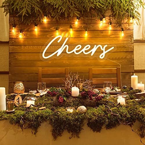 Cheers Neonschild USB betrieben mit dimmbarem Schalter LED Neonlichtschild für Wandhintergrund dekoration Cheer Light Up Sign Neon für Bar, Geburtstag, Party, Hochzeit, 15 x 5.5in (warmweiß)