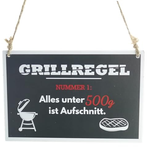 Riffelmacher BBQ-Schild Grillregel schwarz zum Hängen 18 x 12 cm - Holz
