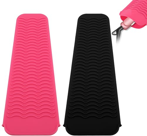 COMNICO 2 Pcs Silicone Heat Resistant Mat Pouch Resistant Styling Station Mat Travel Mat Cover Salon Hot Hair Tools for Hair Straightener, Curling Iron, Flat Iron, Appliances Hair Dryer