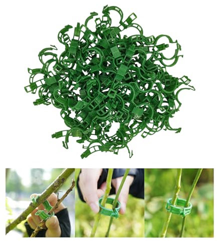 BAIYSFFG 100PCS Plant Support Clips, Plant Clips for Climbing Plants, Tomato Plant Support Twine Vine Trellis Cage Vegetable Fastening Clips, Grafting Tools Upright Plant Growth Reusable Garden Clips