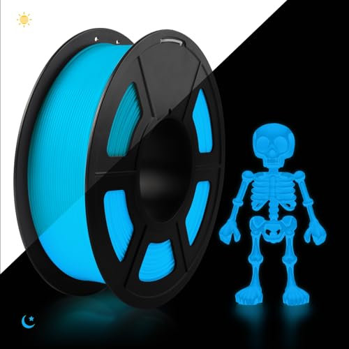 TECBEARS PETG Filament 1.75 mm Leuchtendes Blau, Glow in The Dark PETG 3D Drucker Filament, 1kg Spule, Stärker Zähigkeit, Maßgenauigkeit +/- 0,02 mm, Kompatibel mit FDM Drucker