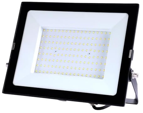 Bright Source LED Floodlight, IP65, 150W, 17800lm, 120° Beam Angle, 6500K Daylight White, Black, with Adjustable Tilt Mounting Bracket & 1m Lead Wire