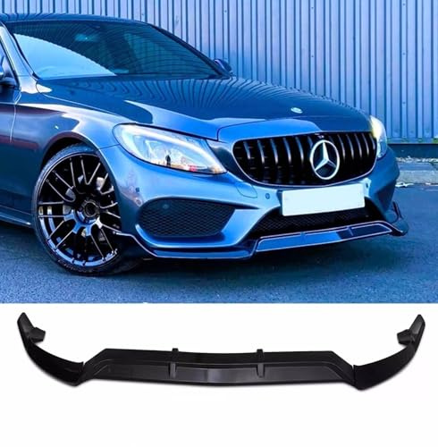 For Auto Perfectionists UK Front Splitter Spoiler Lip Compatible With Mercedes C Class AMG Line C43 W205 2014-2018 B Style ABS Gloss Black