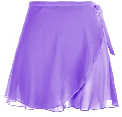 Damen Ballettrock Wickelrock Lila Chiffon Tanz Rock Verstellbare Taille Krawatten Gymnastik Ballettrock