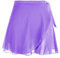 Damen Ballettrock Wickelrock Lila Chiffon Tanz Rock Verstellbare Taille Krawatten Gymnastik Ballettrock