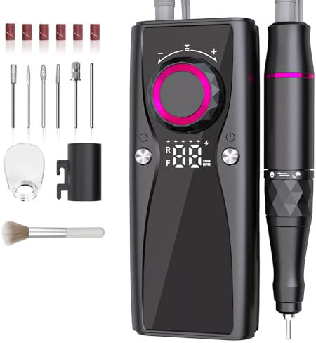 Dayear Electric Nail Files, 45000 RPM Professional Nail Drill for Acrylic Nails Gel, Adjustable Speed E File for Nails, Cordless Rechargeable Nail Drill Kit for Manicure Salon Home