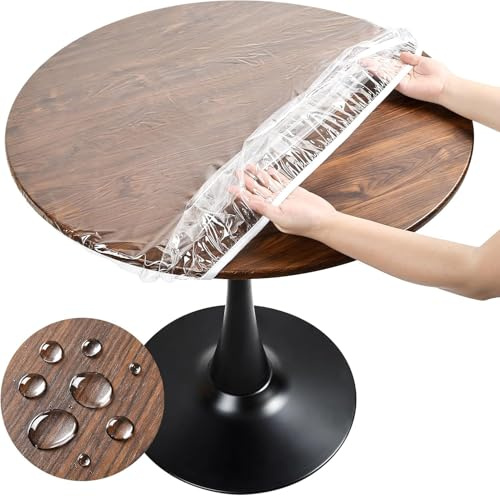Transparent Tischdecke Rund TPU 110cm, Outdoor Wetterfest Gartentischdecke | 0.25mm Dicke Durchsichtige Tischdecke mit Gummizug, Wasserdicht & Fettdicht & Abwaschbar Tischschutzfolie