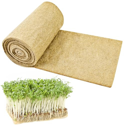 Emsiok Microgreen Wachstumsmatte, Naturfaser, Wachstumsmatten, Hydrokultur-Pads, für den Innenbereich, organische Produktion für Microgreen, Starterschale, Weizengrassprossen, 1 Rolle, 25,4 x 200,7 cm