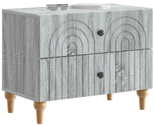 vidaXL Nachttisch Graues Sonoma 62 x 34,5 x 48 cm Holzwerkstoff, Moderner Wohnbereich, praktische Schlafzimmeraufbewahrung, platzsparender Nachttisch, gestreifter Schrank, rechteckiger Tisch