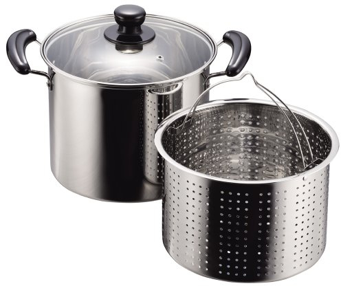 Pearl NEW focolare in acciaio inossidabile con coperchio di vetro piatto di pasta 22 centimetri H-5876 (Giappone import / Il pacchetto e il manuale sono scritte in giapponese)