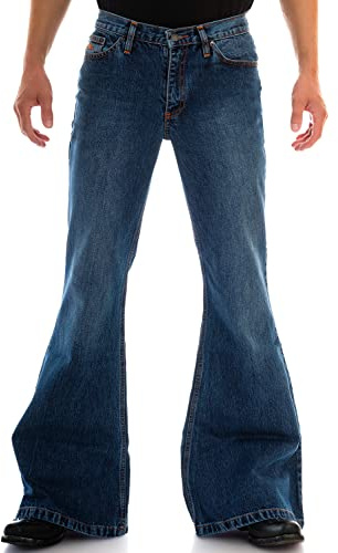 Comycom Blaue Herren Jeans Schlaghose Star Paradise Reloaded - Vintage Flared-Jeans für Männer im 70er-Jahre Look