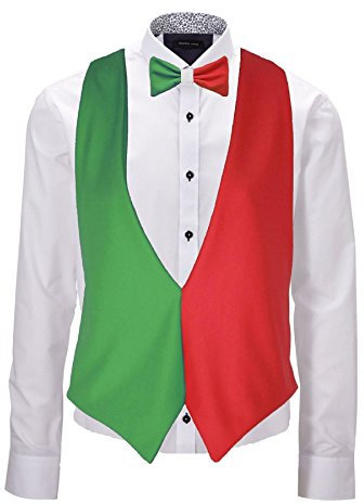 The Dragons Den Adults National Flag of Italy Waistcoat & Bowtie Patriotic Adults Tricolore National Flag of Italy Italian Waiter Waistcoat & Bowtie Patriotic Supporters Fancy Dress [L-XL]