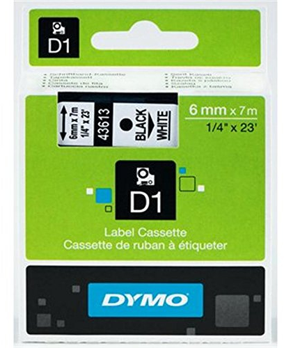 Schriftband Dymo D1, 6mm breit, 7m lang, schwarz auf weiß, S0720780