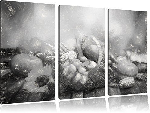 Pixxprint Herbsternte Kunst, Leinwandbild 3 Teilig, Gesamtmaß: 120x80cm, Wandbild, Dekoration, fertig gespannt, Kein Poster