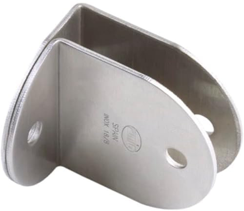 Amig - Soporte de Sujeción para Mamparas - 54 x 67 x 2 mm - Ideal para Fijar Paneles de Madera a la Pared - Excelente en Baños Públicos - Acero Inoxidable 18/8 Plateado Mate