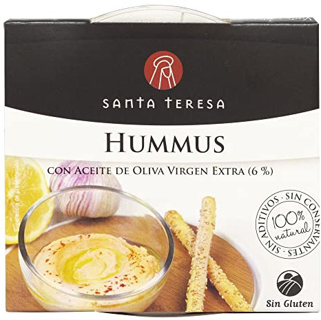 Santa Teresa - Hummus Con Aceite De Oliva Virgen Extra (AOVE) - Elaborado Según La Receta Tradicional Con Ingredientes Naturales, Sin Conservantes Ni Aditivos - 180 Gramos