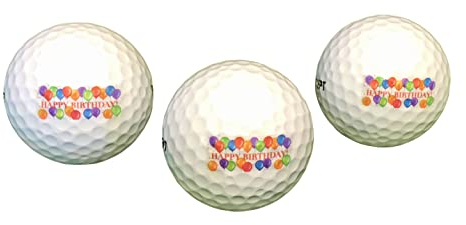 LL-Golf ® 3er Set Geburtstag Golfbälle mit Happy Birthday Motiv in durchsichtiger Geschenkbox/Golf Geburtstagsgeschenk/Golfgeschenk Geschenk Geschenkidee