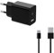 Cargador de Red KSIX 12 W, USB-A + Cable USB-A a USB-C 1 m, Negro