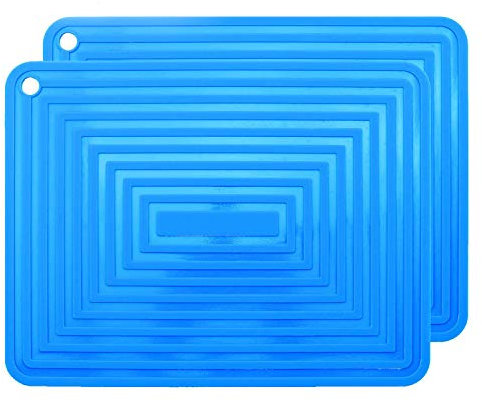 2 Pack Large Silicone Trivet Mats/Hot Pads,Heat Resistant Pot Holder Blue,9x12 Non Slip Flexible Durable Pot Coaster Kitchen Countertop Table Mats (Blue)