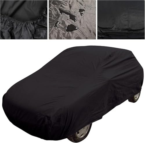 Black Breathable Full Car Cover to fit Small Cars - Indoor & Outdoor Sun Rain Frost Ice Snow Protection