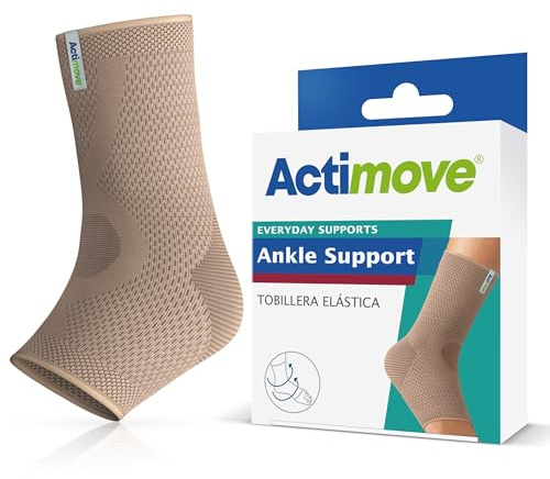 Actimove® EVERYDAY SUPPORTS Ankle Support - Firm Compression, Durable Support - Helix Design - For Overuse and Chronic Ankle Pain - Beige, Large | Beige, Large, Helps with Pain Relief and Swelling, For Chronic Ankle Pain and Overuse Ankle Injuries, Left or Right Wear