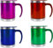 Invero Set of 4 Stainless-Steel Insulated (450ml 16oz) Colourful Travel Mug with Plastic Lid and Handle Ideal for Hot Drinks - Tea, Coffee, Hot Chocolate, Latte and More