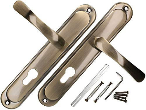 KOTARBAU Türdrücker 72 mm PZ Türgriff Patin Türbeschlag Türklinke Drückergarnitur Langschild Türdrückergarnitur Innentür Außentür Handgriff Torbeschlag