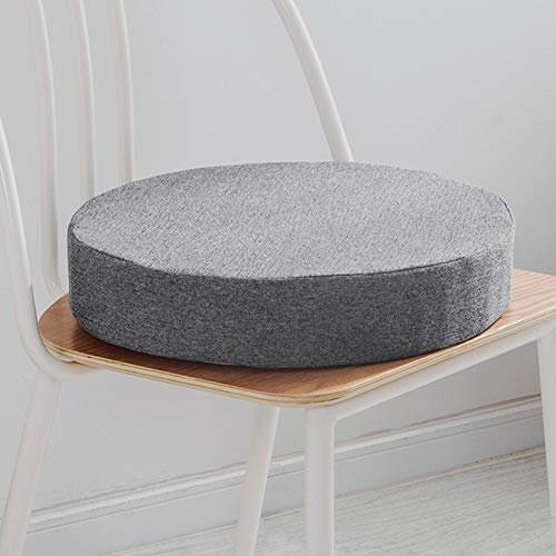 Lesong Gepolstertes weiches Sitzkissen, dickere Stuhlkissen, runder Bistrostuhl, abnehmbarer Bezug für Küche, Garten, Esszimmer, Terrasse, grau, 50 x 50 cm