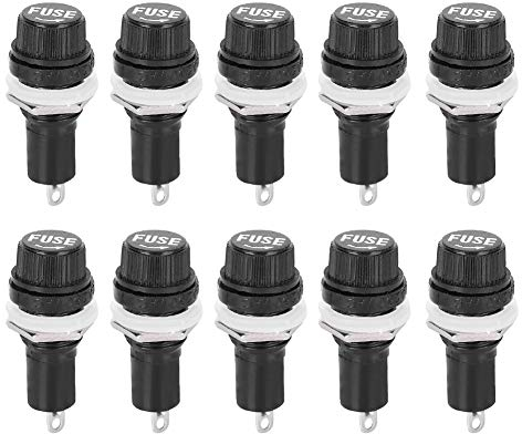 10 Pièces 10a 250 V Porte-fusible Montage sur Panneau 5 X 20mm Porte-fusible Bouchon à Vis pour équipement électrique et Motos