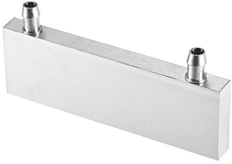 sourcing map Aluminum Water Cooling Block 40x120x12mm Polished Heatsink with Nozzle on Long Side for PC Computer CPU Graphics Radiator