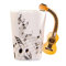 MBSM Tazza creativa da 250 ml, con manico a forma di chitarra, in ceramica, per caffè, tè, latte, con manico, idea regalo (chitarra in legno)