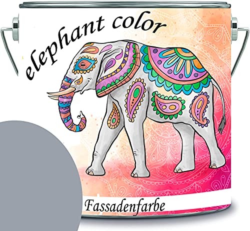 elephant color hochwertige Fassadenfarbe auf Silikonharz Sockelfarbe Betonfarbe (10 L, RAL 7040 - Fenstergrau)