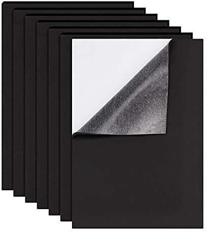 BENECREAT 8 hojas de papel EVA de 30 x 21 cm, hojas de espuma para manualidades, 4 mm de grosor, calcomanías de espuma negra con adhesivo en la parte trasera para manualidades, cosplay, álbumes de