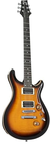 Fame Forum IV Modern Serie E-Gitarre, elektrische Gitarre mit Humbucker Tonabnehmer, Electric Guitar mit Sunburst Riegelahorndecke, Forum Double Cut