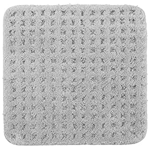 PANA® Flauschiger Badvorleger (45 x 45 cm) • WC Vorleger ohne Ausschnitt aus weichen Mikrofasern • Rutschfester & waschbarer Badteppich • Kleine WC Badematte • Farbe: Soft Grau