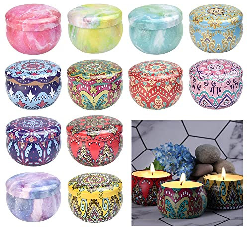 AFASOES 12 Stück Leere Kerzen-Dosen Kerzendosen Mini Kerzen Behälter mit Deckel Duftkerzen Candle Tin Jars Kleine Kerzendosen Metalldosen Behälter Mini Kerzen schachteln Boxen für Kerzen Gewürze