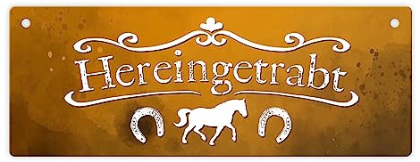 Hereingetrabt XL Metallschild - Perfekt für Hauseingang, Stall, Garten oder Hof