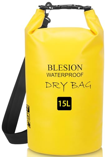 BLESION Sac Étanche, Sac Etanche avec Sangle Réglable, Dry Bag (5L/10L/15L/20L/30L) pour Kayak Bateau Canoeing Camping Piscine Rafting Pêche Voile Surf
