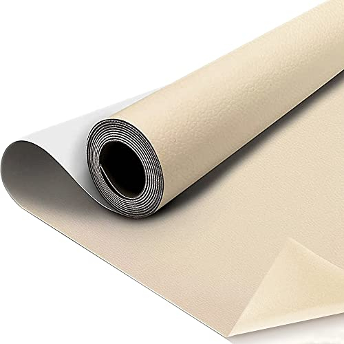 SZMMG Kunstleder selbstklebend 60 * 300cm Beige selbstklebende PU-Folie Möbel, Küchenschränke,Wand,sofa,Lederreparatur,Lederoptik,Dekofolie,Möbelfolie,Tapete,DIY,Kunstleder,Lederreparatur