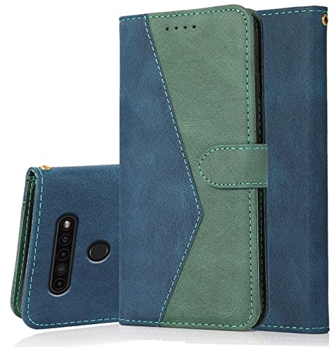 Radoo Kompatibel mit LG K51S/K41S Hülle, Premium PU Leder Tasche Case Klappbar Handyhülle mit [Kartenfach] [Magnet] Cover Flip Case 360 Grad Rundum Komplett-Schutz Klapphülle (Blau Grün)